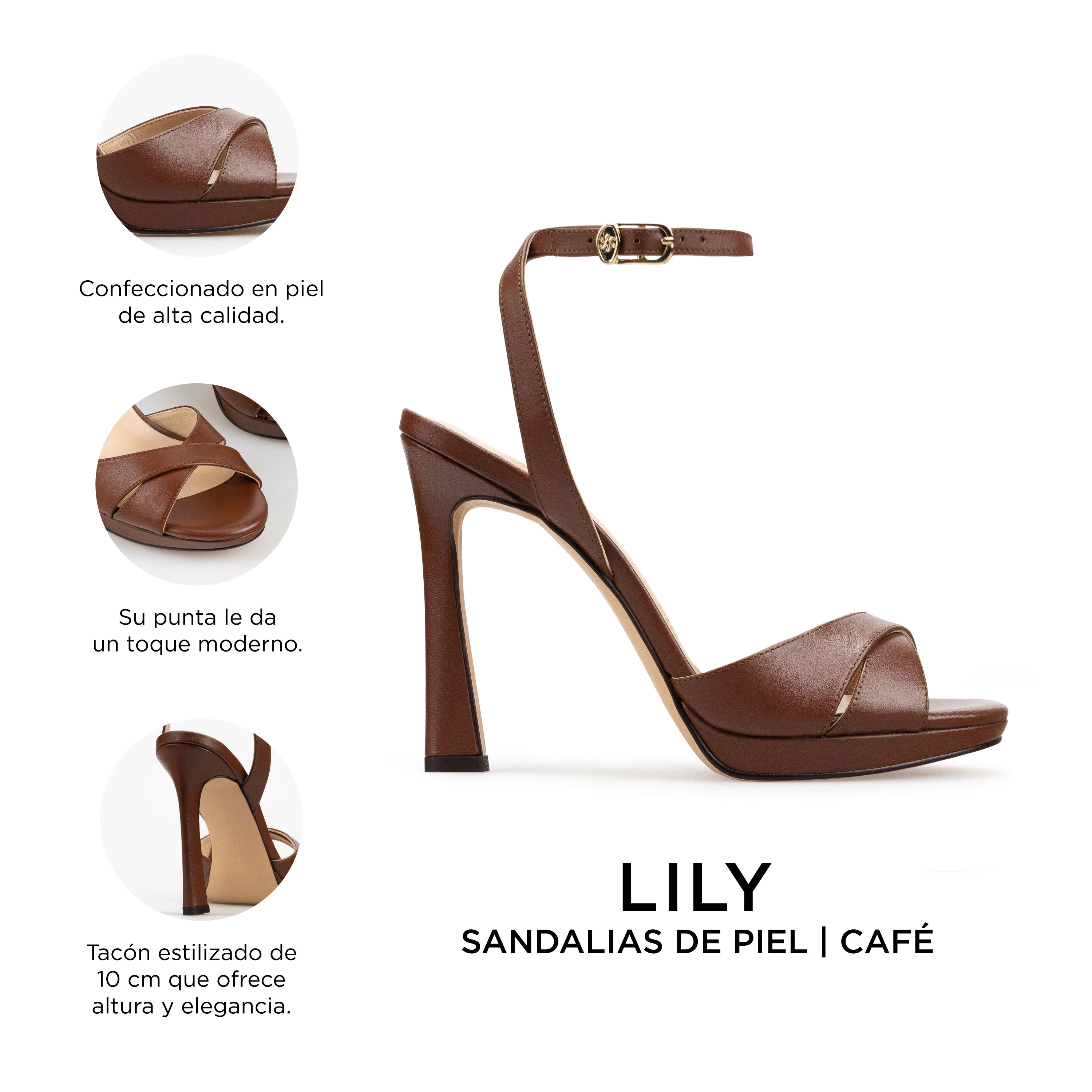 Zapatillas De Tacón Davenia De Piel Sandalia De Tacón Para Dama Mod. Lily